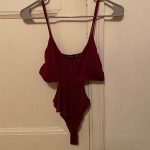 Size 6 Nasty Gal maroon body suit